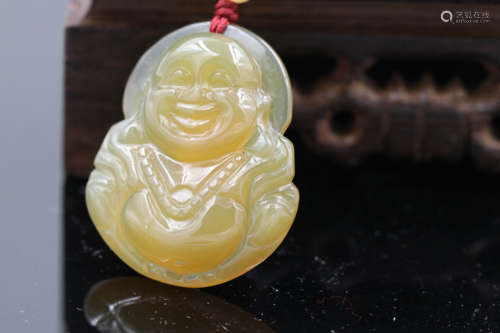 Chinese Chalcedony Pendant Carved With Maitreya L:3cm W:2cm