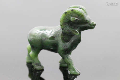 Spinach Jade Carved Ram W:7cm H:7cm