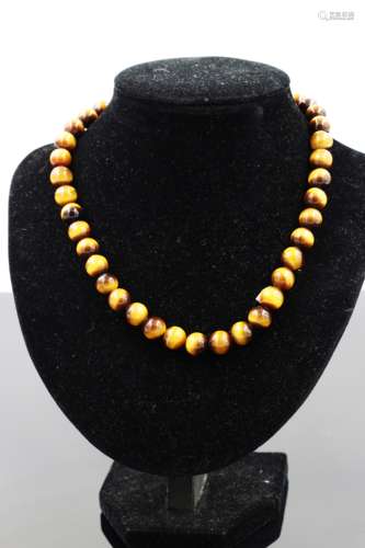 Tiger-eye Stone Necklace ( 38 beads)