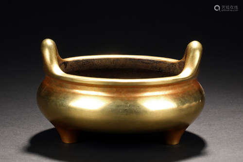 GILT BRONZE TRIPOD CENSER