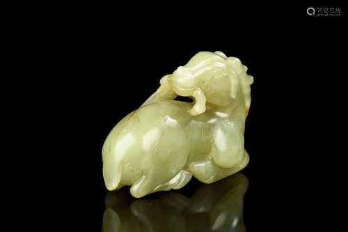 JADE CARVED 'RAM' FIGURE