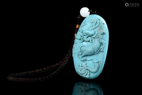 TURQUOISE CARVED 'DRAGON' PENDANT