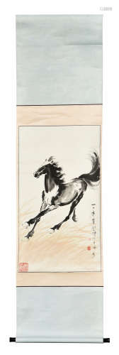 XU BEIHONG: INK AND COLOR ON PAPER PAINTING 'HORSE'