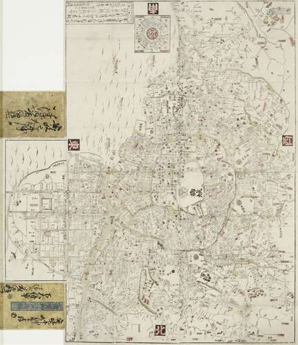 Carte d'Edo, Japon, ère Bunka (1804-1818)Gravure sur papier, datée 1814, éditeur Suharaya Mohe’i, 82x94 cm