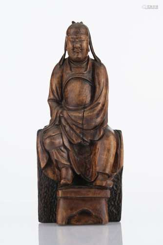 Divinité taoïste, Chine, dynastie Qing (1644-1912)Bois sculpté, H 35 cm