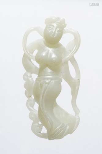 Danseuse, ChineJade blanc sculpté, H 8 cm
