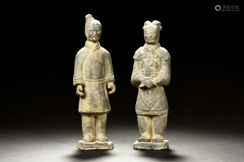 PAIR OF POTTERY FIGURES