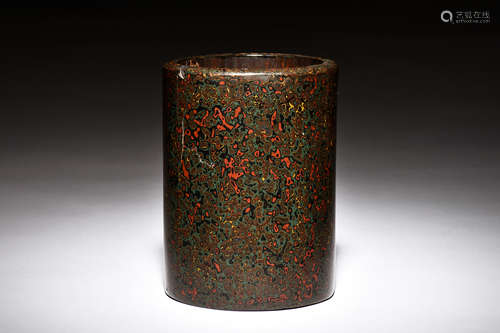 WOOD LACQUER BRUSH POT