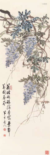 陈半丁（1876～1970） 紫藤 镜片 设色纸本