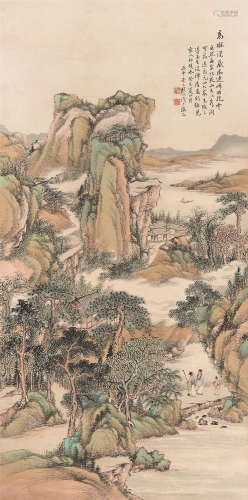顾乐之（1865～1930） 1923年作 高树深秋 立轴 设色纸本