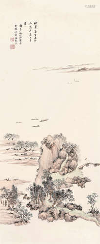 冯超然（1882～1954） 江山渔乐图 镜片 设色纸本