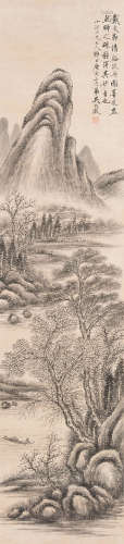 吴大澂（1835～1902） 清溪泛舟图 立轴 水墨纸本