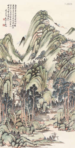 吴待秋（1878～1949） 1940年作 秋山幽居 立轴 设色纸本