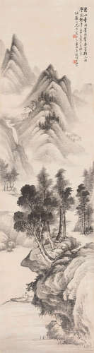 房毅（1889～1979） 停棹优思图 立轴 水墨纸本