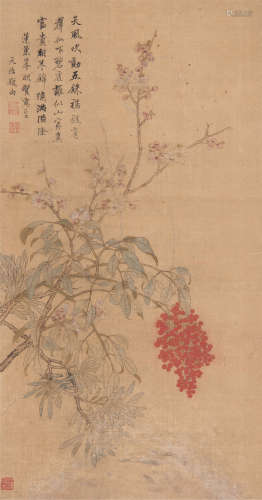 潘恭寿（清） 花卉 立轴 设色绢本