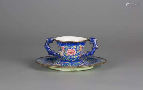 A Chinese Enamel Cup with Plate
