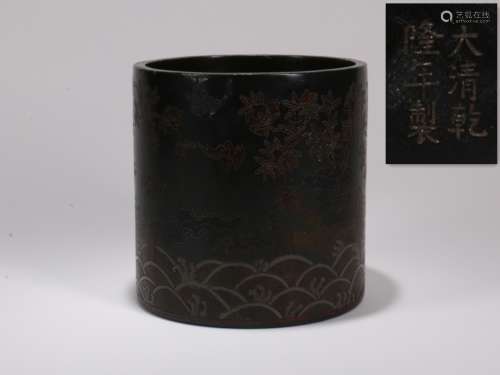 A Chinese Hardwood Brush Pot