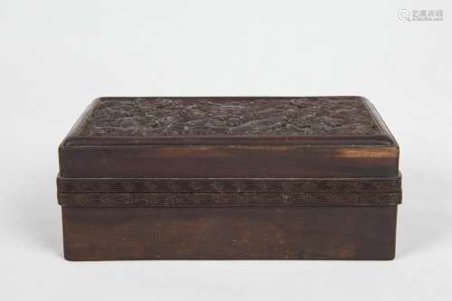 A Chinese Carved Rosewood Box with Cover