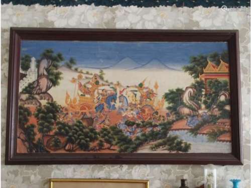 Paire d'huiles sur panneau 'Scènes du Ramayana'. Siam fin XIXème. 70... des enchères du 23 septembre 2017