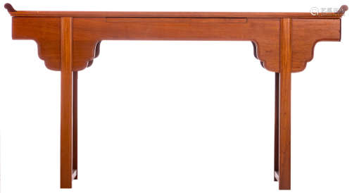 A Chinese wooden side table, H 90,5 - W 167 - D 46 cm