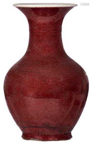 A Chinese baluster shaped vase, sang de boeuf, about 1900, H 43 cm