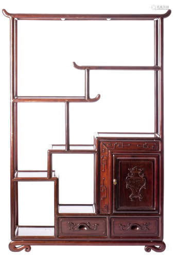 A Chinese hardwood side cabinet, H 160 - W 110 - D 36 cm