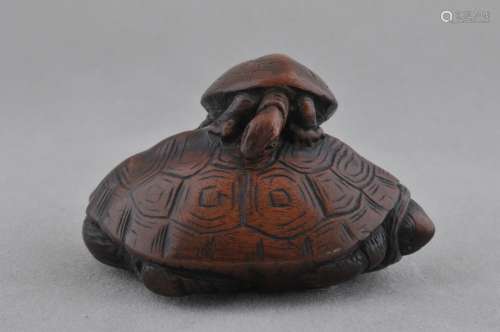 Carved wooden Netsuke. Japan. 18th/19th century. Study