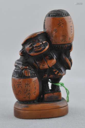 Wooden seal Netsuke. Japan. 19th century. Daikoku