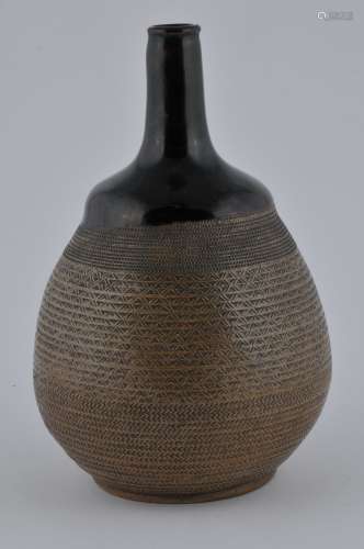 Pottery bottle. Japan. 19th century. Sake tokkuri