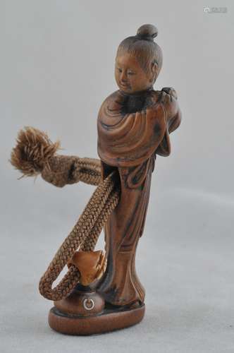 Carved wooden Netsuke. Japan. 19th c. Figure.