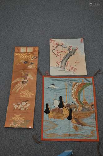 Three textile panels. Japan. Meiji Period (1868-1912).