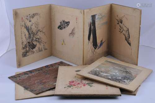 Lot of album leaves. Japan. 19th century. Birds and