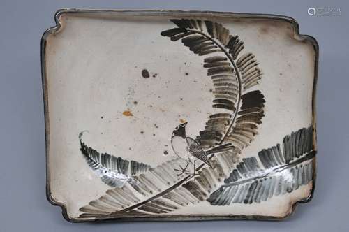 Pottery dish. Japan. 19th century. Rectangular form