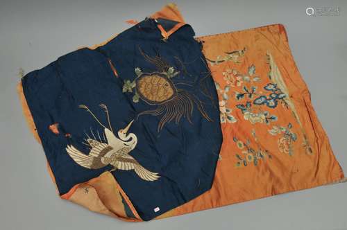 Two textile fragments. Japan and China. 19th century.