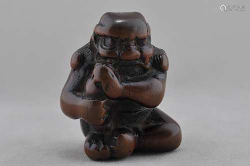 Carved wooden Netsuke. Japan. 18th -19th c. Oni Demon.