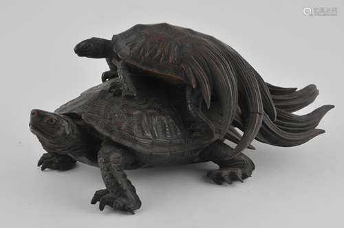 Wood carving. Japan. Meiji period. (1868-1912). Two