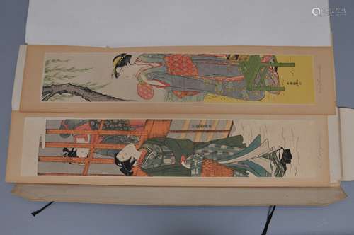 Lot of four cased woodblock pillar prints.