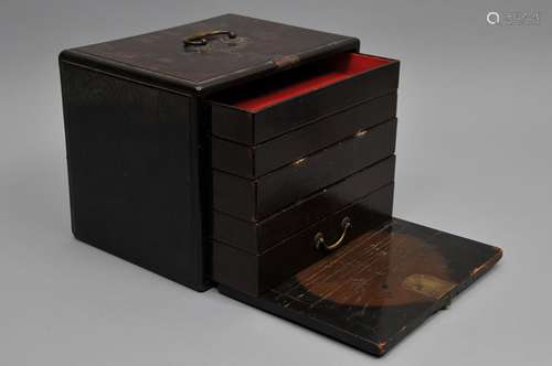 Wooden cabinet. Japan. 19th century. Tansu with copper