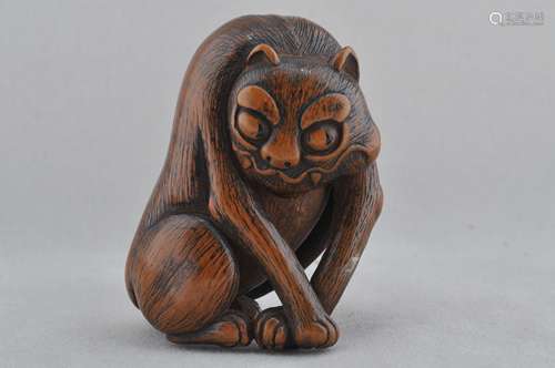 Carved wooden Netsuke. Japan. 18th/19th century. Study