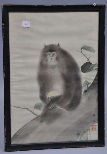 Painting of a monkey. Japan. (1868-1912). Ink and