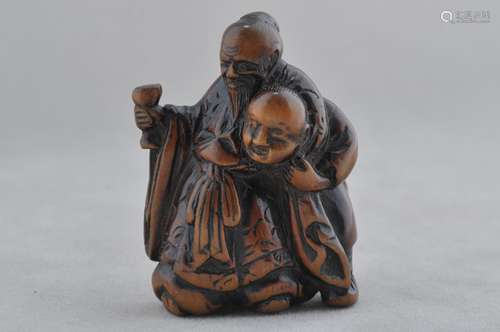 Carved wooden Netsuke. Japan. 19th century. Carving of