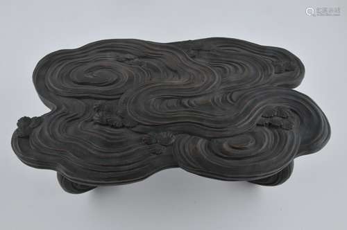 Carved wooden arm rest. Japan. 19th century. Carving of