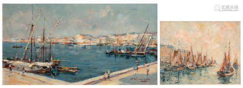 Verbrugghe C.,, 'Livorno le pont', oil on board, 22,5 x 41 cm; added Verbrugghe C., 'Ostende', oil on board, 19 x 24 cm