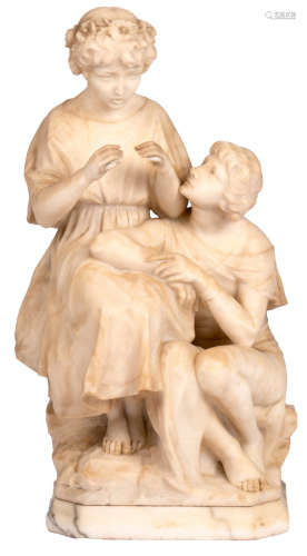 Pugi G., the musical intermezzo, Carrara marble, late 19thC, H 64 cm