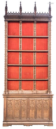 A special Gothic Revival library rack, all ornamental parts stucco, H 315 - W 149 - D 60 cm