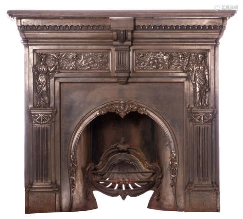 A Victorian cast and chromed iron fireplace mantel, production Acquisitions - UK / model 'Peace & Plenty', 145,5 x 165 cm