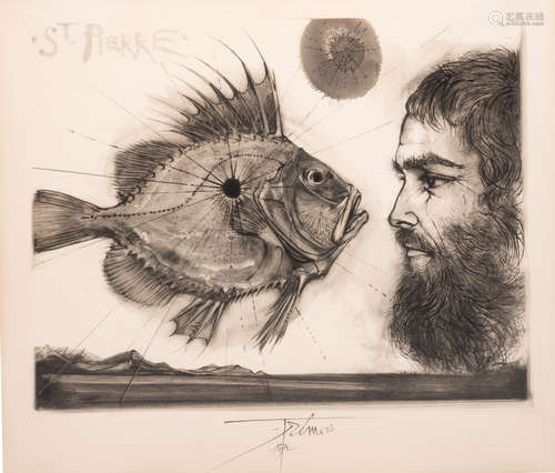 Trémois, 'St. Pierre', etching, dated 1972, 46,4 x 58,9 cm