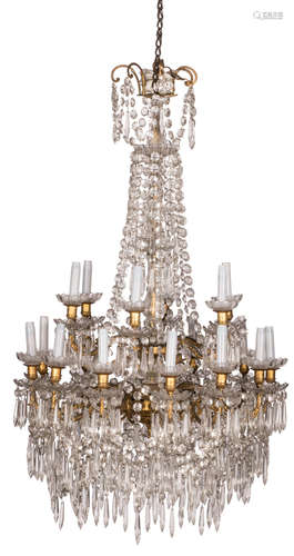 An important chandelier of the robe-à-perles type, H 123 cm