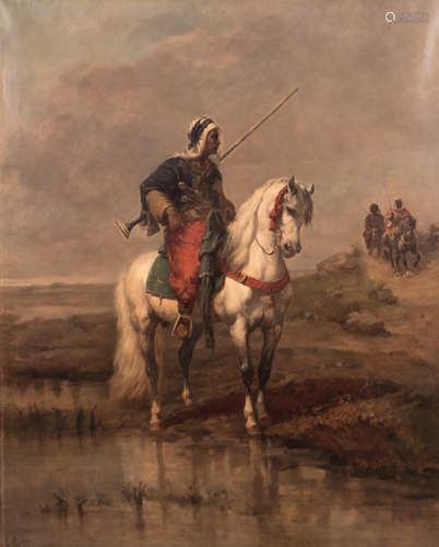 Prangey E., Arab warriors in a landscape, oil on canvas, 80 x 100 cm