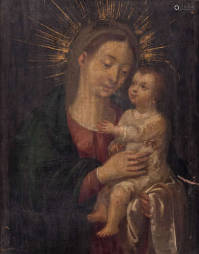 Unsigned, Our Lady and child, oil on copper, 18thC, 17 x 21 cm